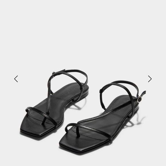 Aeyde Black Leather Ella Toe Post Sandals Sz:37 - Picture 2 of 8